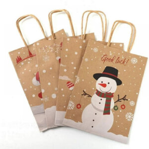 4pcs Christmas Kraft Paper Gift Bags