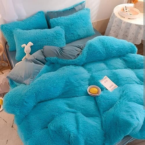 6 by 6 Faux Fur Fluffy Complete Bedding Set