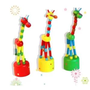 Healifty 3Pcs Children Wooden Giraffe Figurine Rock and Roll Toy