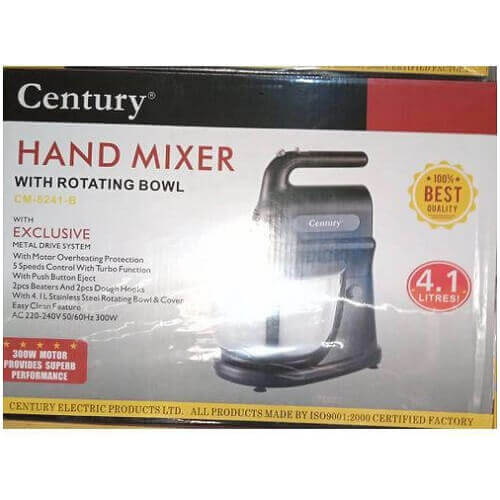 Century Hand Mixer With Rotating Bowl 4.1 L CM-5241-B