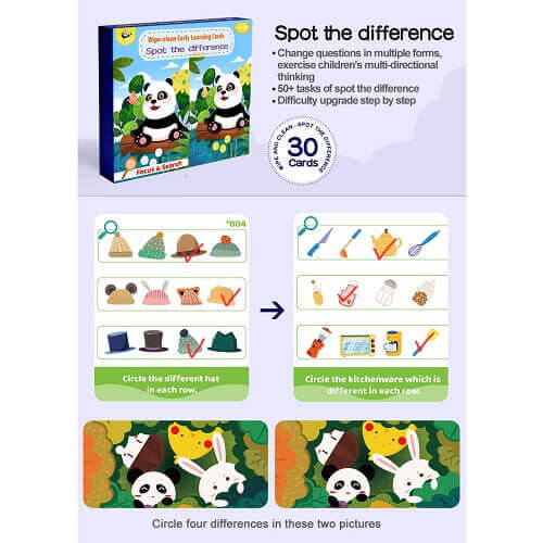 Spot the Difference Wipe-Clean Early Learning Flash Cards