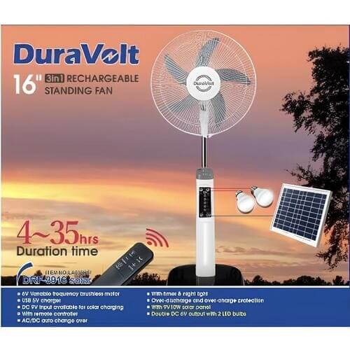 DuraVolt 16-inch 3-in-1 Rechargeable Standing Fan