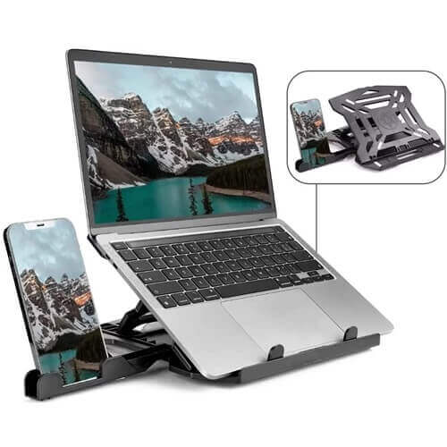 2-in-1 Laptop Stand with Smartphone Support Holder